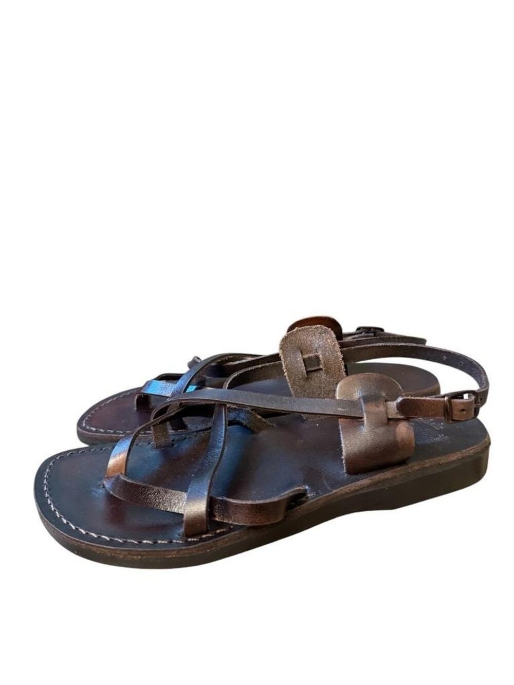 Jerusalem Sandals Tamar Buckle Sandal Brown Leather NEW Women size 41 US 10
